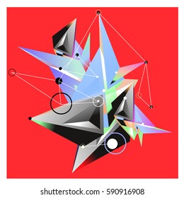 Vector of triangle fractal geometric 3d forms. Modern info banner abstract backgrounds for poster, message presentations or identity layouts. Graphic template and ideas.