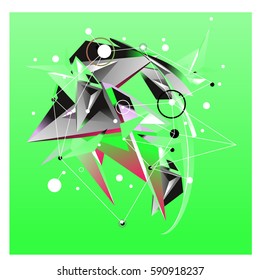 Vector of triangle fractal geometric 3d forms. Modern info banner abstract backgrounds for poster, message presentations or identity layouts. Graphic template and ideas.