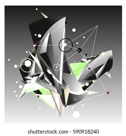 Vector of triangle fractal geometric 3d forms. Modern info banner abstract backgrounds for poster, message presentations or identity layouts. Graphic template and ideas.