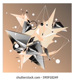 Vector of triangle fractal geometric 3d forms. Modern info banner abstract backgrounds for poster, message presentations or identity layouts. Graphic template and ideas.