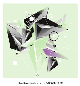 Vector of triangle fractal geometric 3d forms. Modern info banner abstract backgrounds for poster, message presentations or identity layouts. Graphic template and ideas.