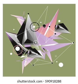 Vector of triangle fractal geometric 3d forms. Modern info banner abstract backgrounds for poster, message presentations or identity layouts. Graphic template and ideas.