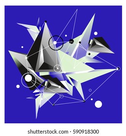 Vector of triangle fractal geometric 3d forms. Modern info banner abstract backgrounds for poster, message presentations or identity layouts. Graphic template and ideas.