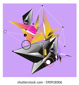 Vector of triangle fractal geometric 3d forms. Modern info banner abstract backgrounds for poster, message presentations or identity layouts. Graphic template and ideas.