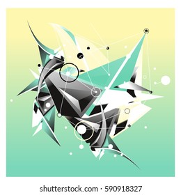 Vector of triangle fractal geometric 3d forms. Modern info banner abstract backgrounds for poster, message presentations or identity layouts. Graphic template and ideas.