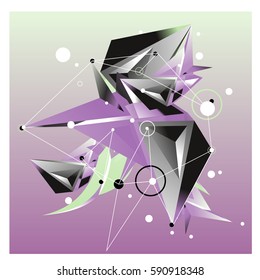 Vector of triangle fractal geometric 3d forms. Modern info banner abstract backgrounds for poster, message presentations or identity layouts. Graphic template and ideas.