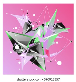 Vector of triangle fractal geometric 3d forms. Modern info banner abstract backgrounds for poster, message presentations or identity layouts. Graphic template and ideas.