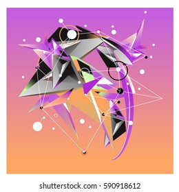 Vector of triangle fractal geometric 3d forms. Modern info banner abstract backgrounds for poster, message presentations or identity layouts. Graphic template and ideas.
