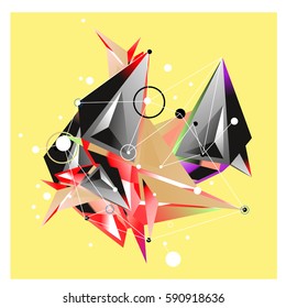 Vector of triangle fractal geometric 3d forms. Modern info banner abstract backgrounds for poster, message presentations or identity layouts. Graphic template and ideas.