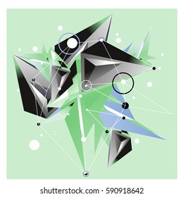 Vector of triangle fractal geometric 3d forms. Modern info banner abstract backgrounds for poster, message presentations or identity layouts. Graphic template and ideas.