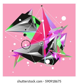 Vector of triangle fractal geometric 3d forms. Modern info banner abstract backgrounds for poster, message presentations or identity layouts. Graphic template and ideas.