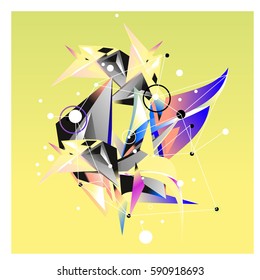 Vector of triangle fractal geometric 3d forms. Modern info banner abstract backgrounds for poster, message presentations or identity layouts. Graphic template and ideas.