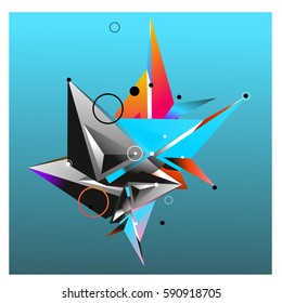 Vector of triangle fractal geometric 3d forms. Modern info banner abstract backgrounds for poster, message presentations or identity layouts. Graphic template and ideas.