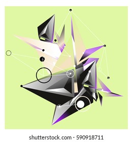 Vector of triangle fractal geometric 3d forms. Modern info banner abstract backgrounds for poster, message presentations or identity layouts. Graphic template and ideas.
