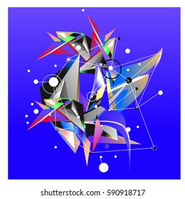 Vector of triangle fractal geometric 3d forms. Modern info banner abstract backgrounds for poster, message presentations or identity layouts. Graphic template and ideas.