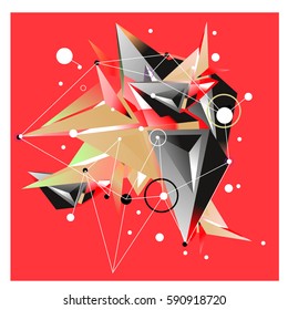 Vector of triangle fractal geometric 3d forms. Modern info banner abstract backgrounds for poster, message presentations or identity layouts. Graphic template and ideas.