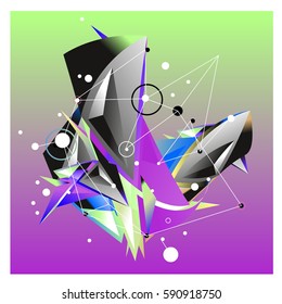 Vector of triangle fractal geometric 3d forms. Modern info banner abstract backgrounds for poster, message presentations or identity layouts. Graphic template and ideas.