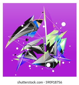 Vector of triangle fractal geometric 3d forms. Modern info banner abstract backgrounds for poster, message presentations or identity layouts. Graphic template and ideas.