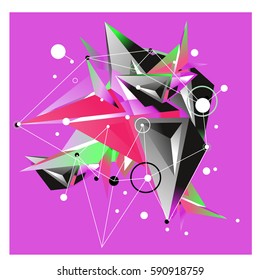 Vector of triangle fractal geometric 3d forms. Modern info banner abstract backgrounds for poster, message presentations or identity layouts. Graphic template and ideas.