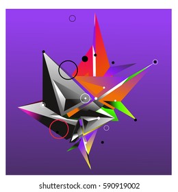 Vector of triangle fractal geometric 3d forms. Modern info banner abstract backgrounds for poster, message presentations or identity layouts. Graphic template and ideas.