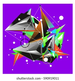 Vector of triangle fractal geometric 3d forms. Modern info banner abstract backgrounds for poster, message presentations or identity layouts. Graphic template and ideas.
