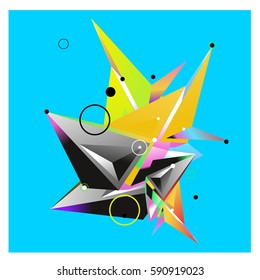 Vector of triangle fractal geometric 3d forms. Modern info banner abstract backgrounds for poster, message presentations or identity layouts. Graphic template and ideas.