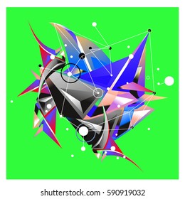 Vector of triangle fractal geometric 3d forms. Modern info banner abstract backgrounds for poster, message presentations or identity layouts. Graphic template and ideas.