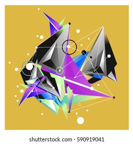 Vector of triangle fractal geometric 3d forms. Modern info banner abstract backgrounds for poster, message presentations or identity layouts. Graphic template and ideas.