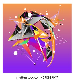 Vector of triangle fractal geometric 3d forms. Modern info banner abstract backgrounds for poster, message presentations or identity layouts. Graphic template and ideas.