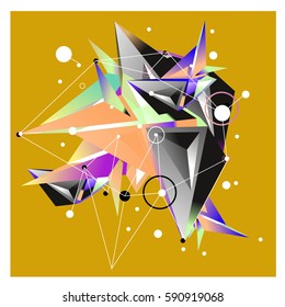 Vector of triangle fractal geometric 3d forms. Modern info banner abstract backgrounds for poster, message presentations or identity layouts. Graphic template and ideas.