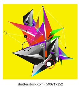 Vector of triangle fractal geometric 3d forms. Modern info banner abstract backgrounds for poster, message presentations or identity layouts. Graphic template and ideas.