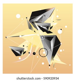 Vector of triangle fractal geometric 3d forms. Modern info banner abstract backgrounds for poster, message presentations or identity layouts. Graphic template and ideas.