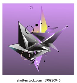 Vector of triangle fractal geometric 3d forms. Modern info banner abstract backgrounds for poster, message presentations or identity layouts. Graphic template and ideas.