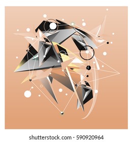Vector of triangle fractal geometric 3d forms. Modern info banner abstract backgrounds for poster, message presentations or identity layouts. Graphic template and ideas.