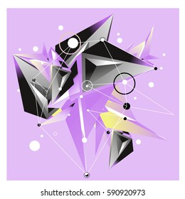 Vector of triangle fractal geometric 3d forms. Modern info banner abstract backgrounds for poster, message presentations or identity layouts. Graphic template and ideas.