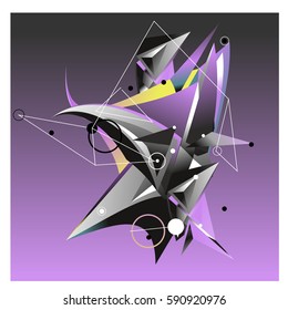 Vector of triangle fractal geometric 3d forms. Modern info banner abstract backgrounds for poster, message presentations or identity layouts. Graphic template and ideas.