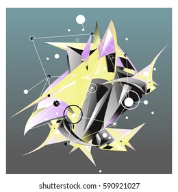 Vector of triangle fractal geometric 3d forms. Modern info banner abstract backgrounds for poster, message presentations or identity layouts. Graphic template and ideas.