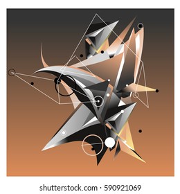 Vector of triangle fractal geometric 3d forms. Modern info banner abstract backgrounds for poster, message presentations or identity layouts. Graphic template and ideas.