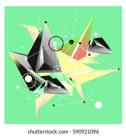 Vector of triangle fractal geometric 3d forms. Modern info banner abstract backgrounds for poster, message presentations or identity layouts. Graphic template and ideas.