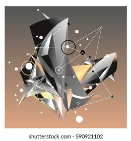 Vector of triangle fractal geometric 3d forms. Modern info banner abstract backgrounds for poster, message presentations or identity layouts. Graphic template and ideas.