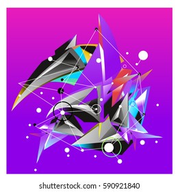 Vector of triangle fractal geometric 3d forms. Modern info banner abstract backgrounds for poster, message presentations or identity layouts. Graphic template and ideas.