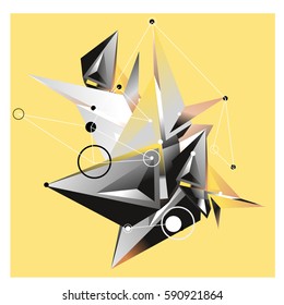Vector of triangle fractal geometric 3d forms. Modern info banner abstract backgrounds for poster, message presentations or identity layouts. Graphic template and ideas.