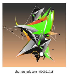 Vector of triangle fractal geometric 3d forms. Modern info banner abstract backgrounds for poster, message presentations or identity layouts. Graphic template and ideas.