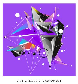 Vector of triangle fractal geometric 3d forms. Modern info banner abstract backgrounds for poster, message presentations or identity layouts. Graphic template and ideas.