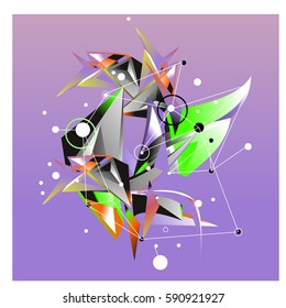 Vector of triangle fractal geometric 3d forms. Modern info banner abstract backgrounds for poster, message presentations or identity layouts. Graphic template and ideas.