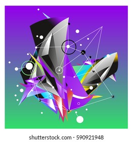 Vector of triangle fractal geometric 3d forms. Modern info banner abstract backgrounds for poster, message presentations or identity layouts. Graphic template and ideas.