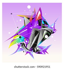 Vector of triangle fractal geometric 3d forms. Modern info banner abstract backgrounds for poster, message presentations or identity layouts. Graphic template and ideas.