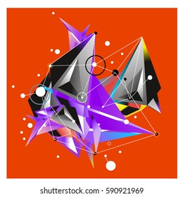 Vector of triangle fractal geometric 3d forms. Modern info banner abstract backgrounds for poster, message presentations or identity layouts. Graphic template and ideas.