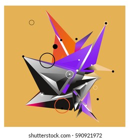Vector of triangle fractal geometric 3d forms. Modern info banner abstract backgrounds for poster, message presentations or identity layouts. Graphic template and ideas.