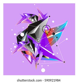 Vector of triangle fractal geometric 3d forms. Modern info banner abstract backgrounds for poster, message presentations or identity layouts. Graphic template and ideas.